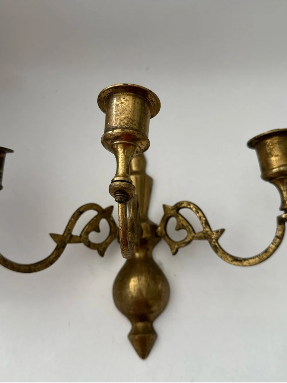 Vintage Brass Candle Holder Wall Sconce Triple Arm Extra Parts